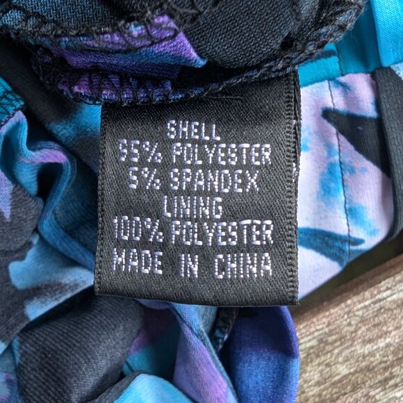 💜Bold Blue Abstract Ruched Dress by Adriana Papelle - Picture 7 of 11